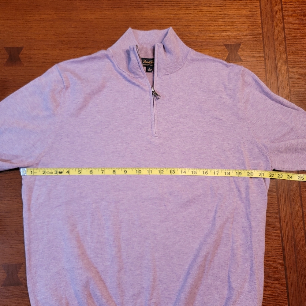 Brooks Brothers Supima Cotton Purple 3/4 Zip Sweater Large - Picture 7 of 8